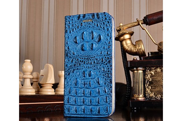 Чехол-книжка MyPads Premium для ASUS ZenFone 3 Ultra ZU680KL 6.8 из натуральной кожи с объёмным 3D рельефом спинки кожи крокодила роскошный эксклюзивный синий. Только в нашем магазине. Количество ограничено