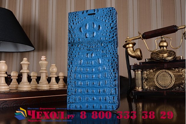 Чехол-книжка MyPads Premium для ASUS ZenFone 3 Ultra ZU680KL 6.8 из натуральной кожи с объёмным 3D рельефом спинки кожи крокодила роскошный эксклюзивный синий. Только в нашем магазине. Количество ограничено