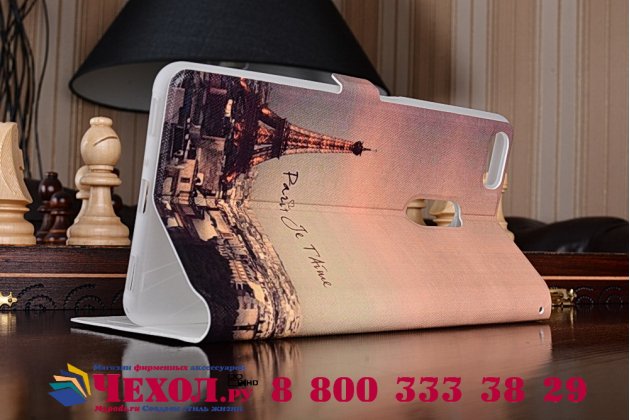 Фирменный чехол-книжка с рисунком на тему Эйфелва Башня на ASUS ZenFone 3 Ultra ZU680KL 6.8 с окошком для звонков
