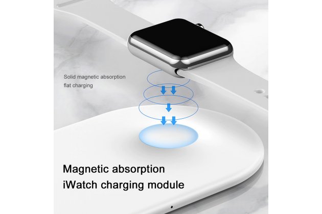 Фирменное оригинальное беспроводное зарядное устройство для Умных смарт-часов Apple Watch и телефонов смартфонов Apple Watch   iPhone X / X Plus / XS / 8 / iPhone SE 2 (2020) + гарантия