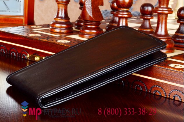 Фирменный оригинальный вертикальный откидной чехол-флип для Fly IQ4502 Era Energy 1 Quad черный кожаный "Prestige" Италия