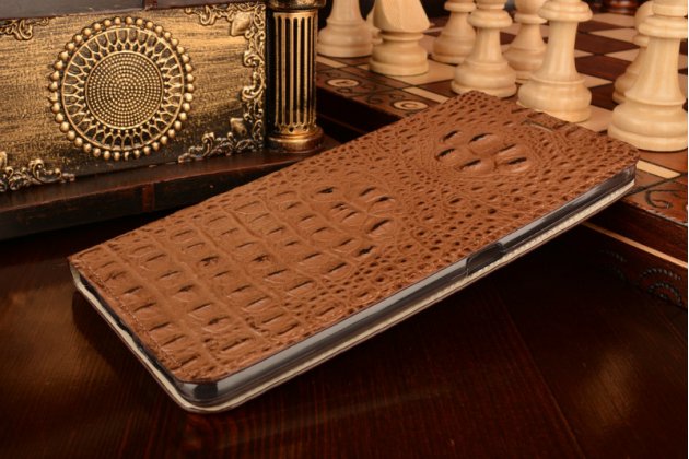 Чехол-книжка MyPads Premium для ASUS ZenFone 3 Ultra ZU680KL 6.8 из натуральной кожи с объёмным 3D рельефом спинки кожи крокодила роскошный эксклюзивный коричневый. Только в нашем магазине. Количество ограничено