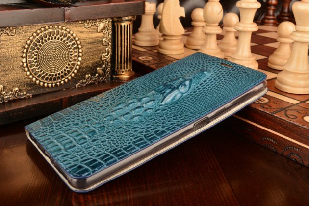 Чехол-книжка MyPads Premium для ASUS ZenFone 3 Ultra ZU680KL 6.8 из натуральной кожи с объёмным 3D рельефом головы кожи крокодила роскошный эксклюзивный синий. Только в нашем магазине. Количество ограничено