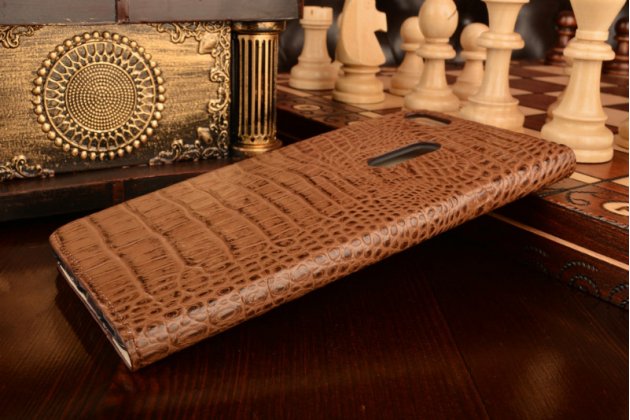 Чехол-книжка MyPads Premium для ASUS ZenFone 3 Ultra ZU680KL 6.8 из натуральной кожи с объёмным 3D рельефом спинки кожи крокодила роскошный эксклюзивный коричневый. Только в нашем магазине. Количество ограничено