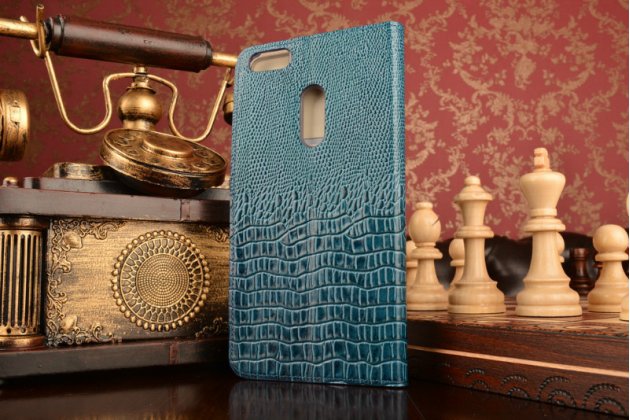 Чехол-книжка MyPads Premium для ASUS ZenFone 3 Ultra ZU680KL 6.8 из натуральной кожи с объёмным 3D рельефом головы кожи крокодила роскошный эксклюзивный синий. Только в нашем магазине. Количество ограничено