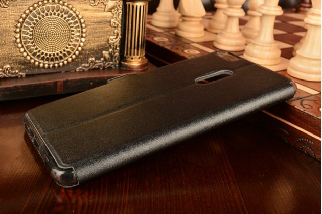 Фирменный чехол-книжка для ASUS ZenFone 3 Ultra ZU680KL 6.8 черный с окошком для входящих вызовов и свайпом водоотталкивающий