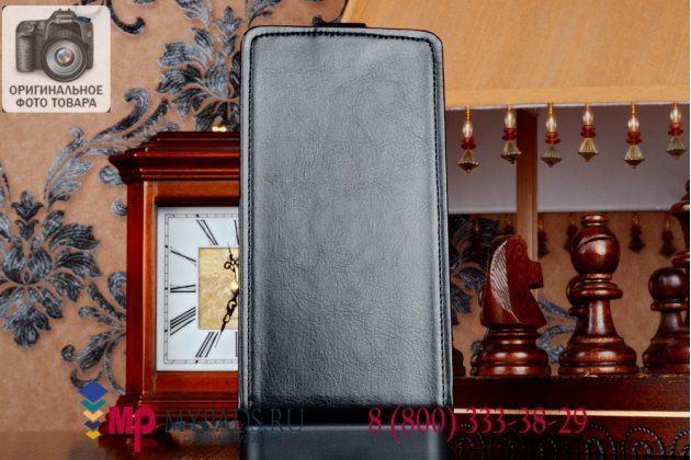 Фирменный оригинальный вертикальный откидной чехол-флип для Fly IQ4502 Era Energy 1 Quad черный кожаный "Prestige" Италия