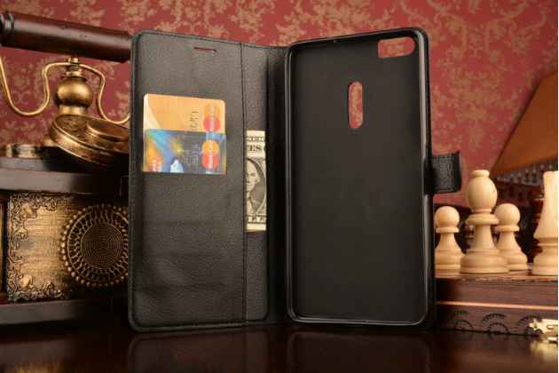 Фирменный чехол-книжка из качественной импортной кожи с подставкой застёжкой и визитницей для ASUS ZenFone 3 Ultra ZU680KL 6.8 черный