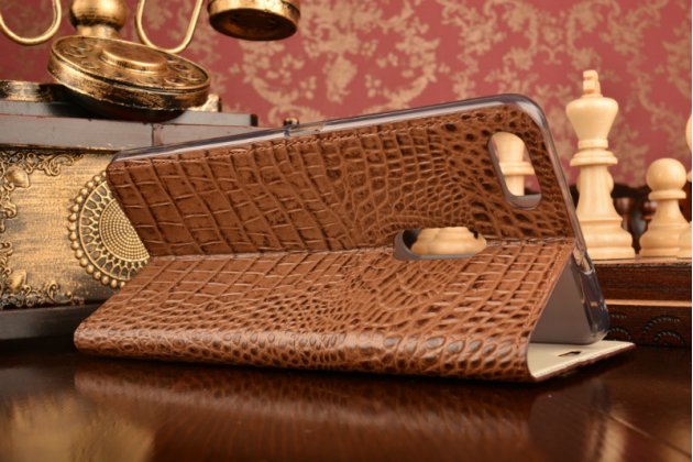 Чехол-книжка MyPads Premium для ASUS ZenFone 3 Ultra ZU680KL 6.8 из натуральной кожи с объёмным 3D рельефом спинки кожи крокодила роскошный эксклюзивный коричневый. Только в нашем магазине. Количество ограничено