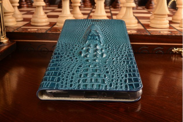 Чехол-книжка MyPads Premium для ASUS ZenFone 3 Ultra ZU680KL 6.8 из натуральной кожи с объёмным 3D рельефом головы кожи крокодила роскошный эксклюзивный синий. Только в нашем магазине. Количество ограничено