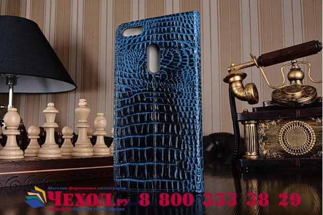 Чехол-книжка MyPads Premium для ASUS ZenFone 3 Ultra ZU680KL 6.8 из натуральной кожи с объёмным 3D рельефом спинки кожи крокодила роскошный эксклюзивный синий. Только в нашем магазине. Количество ограничено