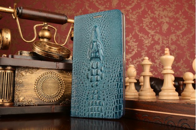 Чехол-книжка MyPads Premium для ASUS ZenFone 3 Ultra ZU680KL 6.8 из натуральной кожи с объёмным 3D рельефом головы кожи крокодила роскошный эксклюзивный синий. Только в нашем магазине. Количество ограничено