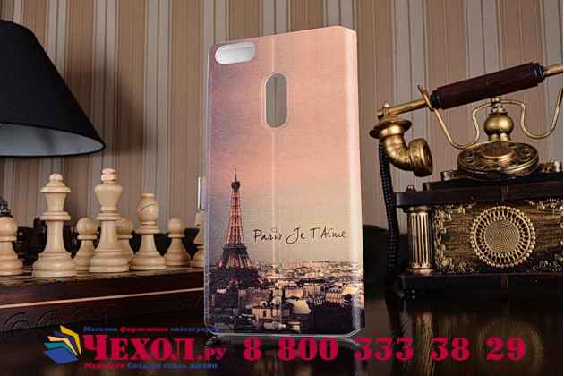Фирменный чехол-книжка с рисунком на тему Эйфелва Башня на ASUS ZenFone 3 Ultra ZU680KL 6.8 с окошком для звонков