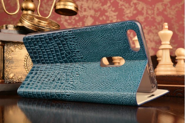 Чехол-книжка MyPads Premium для ASUS ZenFone 3 Ultra ZU680KL 6.8 из натуральной кожи с объёмным 3D рельефом головы кожи крокодила роскошный эксклюзивный синий. Только в нашем магазине. Количество ограничено