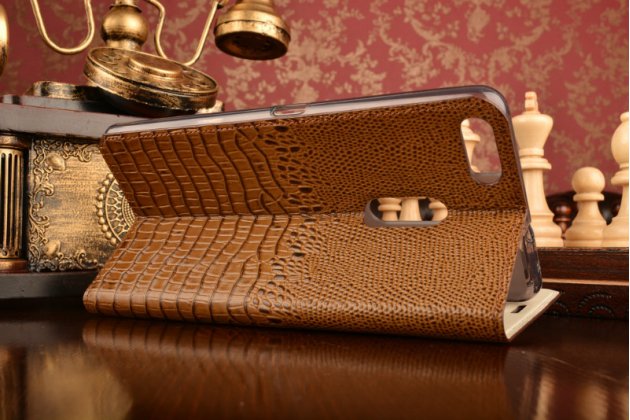 Чехол-книжка MyPads Premium для ASUS ZenFone 3 Ultra ZU680KL 6.8 из натуральной кожи с объёмным 3D рельефом головы кожи крокодила роскошный эксклюзивный светло-коричневый. Только в нашем магазине. Количество ограничено