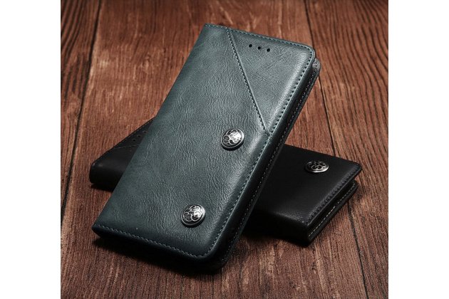 Фирменный чехол-книжка футляр для iPhone X (2018) креативный ретро крафтовый азиатский стиль ручной работы c декоративными пуговицами цвет серый