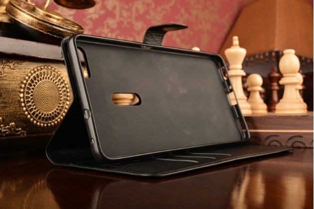 Фирменный чехол-книжка из качественной импортной кожи с подставкой застёжкой и визитницей для ASUS ZenFone 3 Ultra ZU680KL 6.8 черный