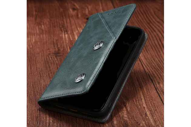 Фирменный чехол-книжка футляр для iPhone X (2018) креативный ретро крафтовый азиатский стиль ручной работы c декоративными пуговицами цвет серый